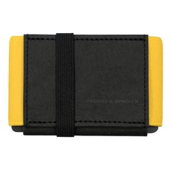 Mini Portemonnaie mit Schwarzem Obermaterial und gelben Gummiband