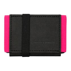 Slim wallet in Schwarzem Obermaterial und pinkem Gummiband