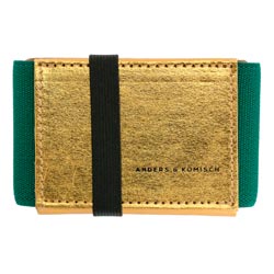 Kleines Portemonnaie für Damen und Herren in Gold/Grün