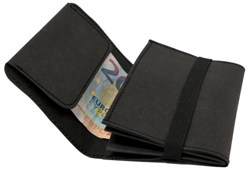 Kompaktes Portemonnaie in schwarz für Scheine, Karten und Münzen