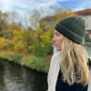 Women\-s merino beanie in olive green made from 100% virgin wool, minimalist design, soft knit texture