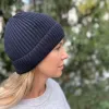 Women\-s merino beanie in red made from 100% virgin wool, warm knit hat with fine texture