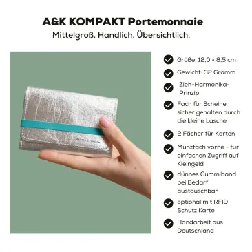 Kompaktes mittelgroßes Portemonnaie für den Fahrzeugschein in Braun und Schwarz. Für Damen und für Herren.