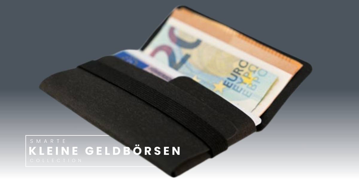 Kleine Geldbörse für Damen in Schwarz – minimalistisches Design, handgefertigt in Deutschland. Kompakte Größe, ideal für Karten, Scheine und Münzen.