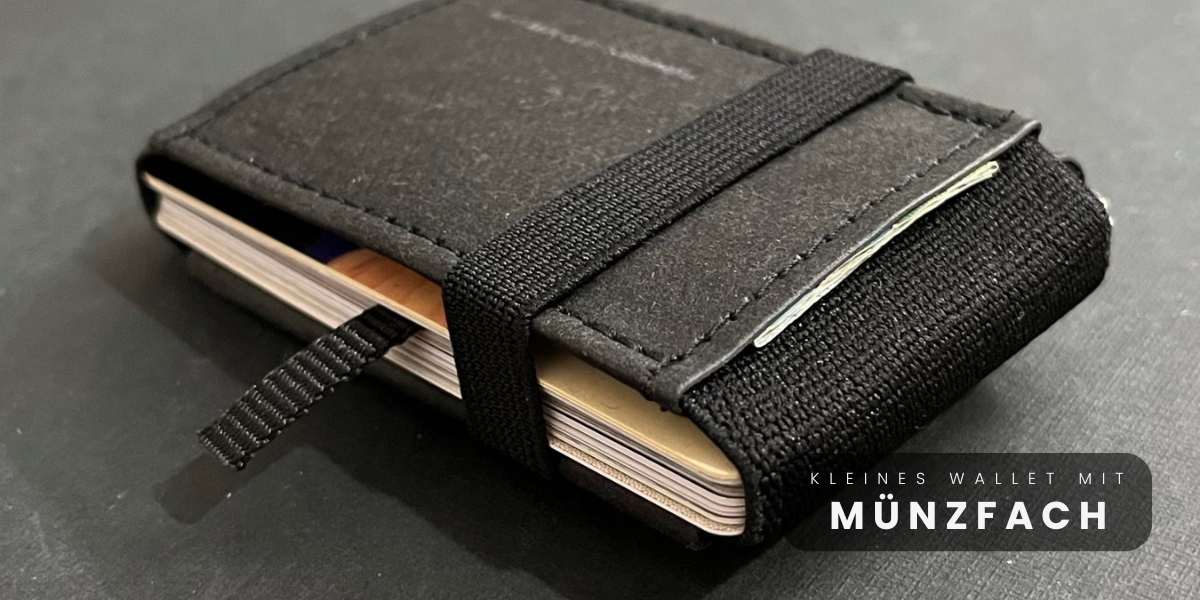 Kleiner Geldbeutel für Damen in Schwarz mit Karten, Scheinen und Münzfach - A&K MINI Wallet