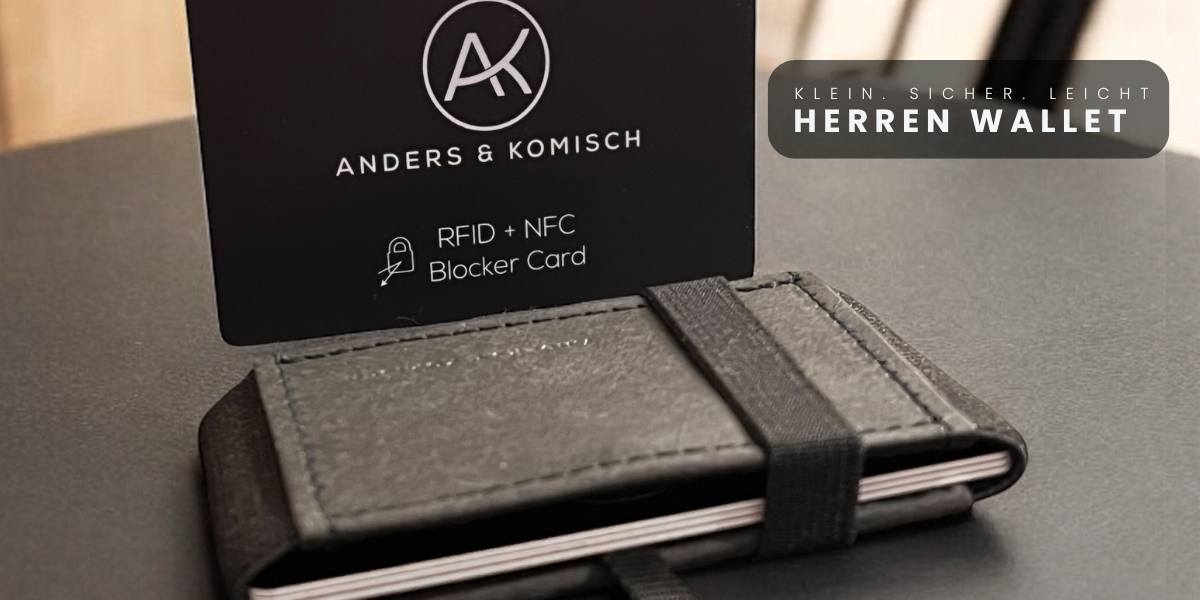 Wallet für Herren in Schwarz mit RFID-Schutz – schlankes, sicheres Portemonnaie mit Platz für Karten, Scheine und Münzen. Schützt vor ungewolltem Datenklaus.